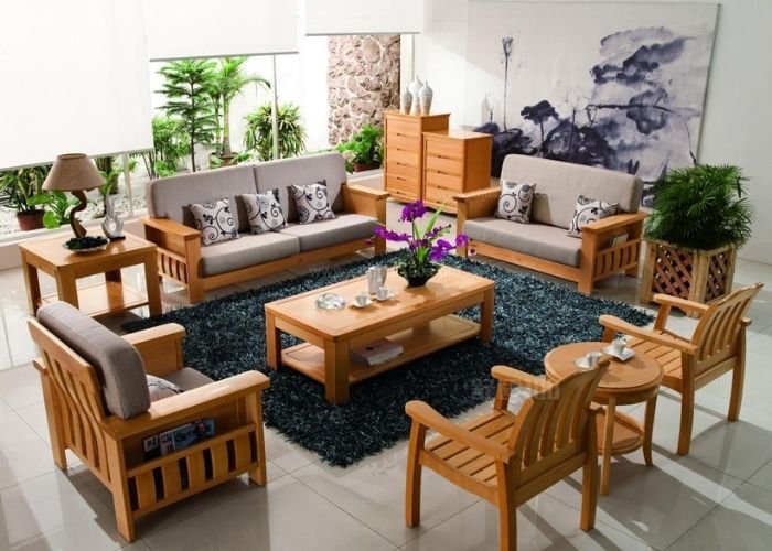 Modern wooden living room set in Dubai