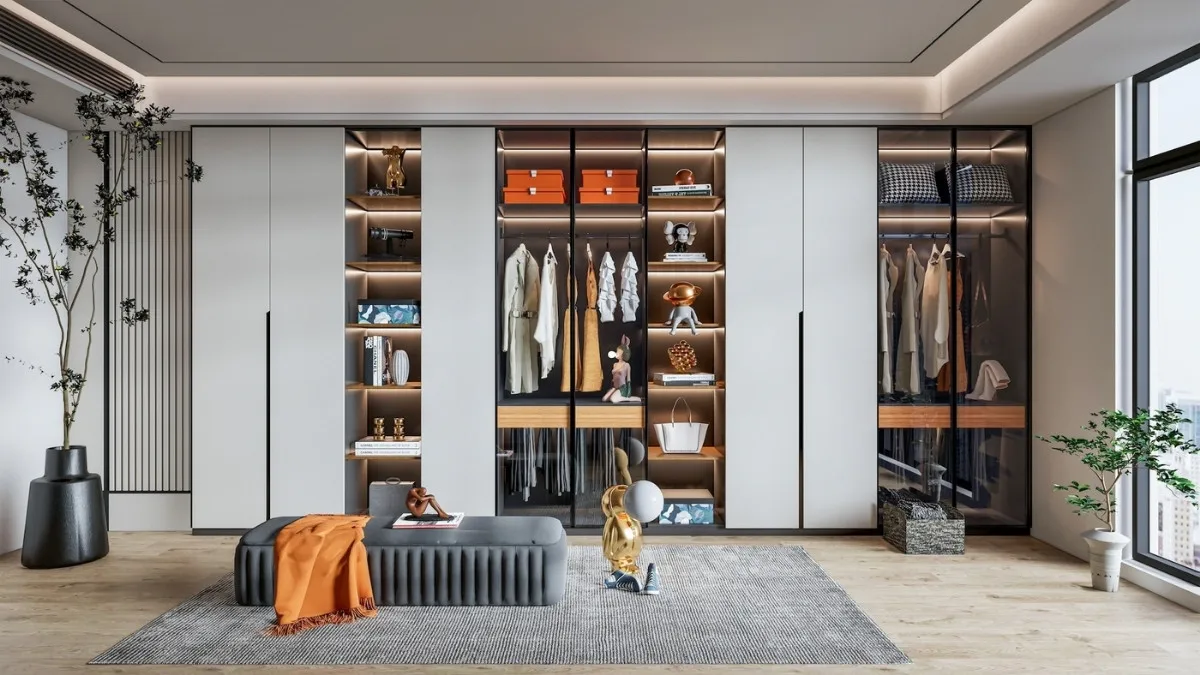 Modern Custom Wardrobe with LED Lighting