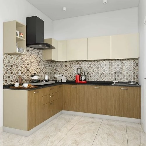 Modern Kitchen with Patterned Backsplash