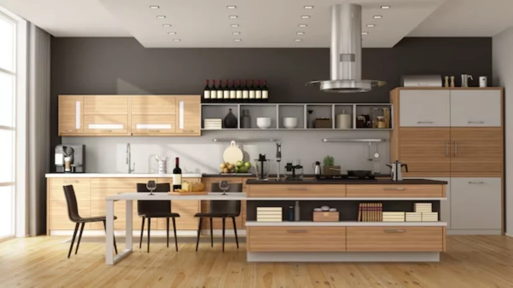Modern Kitchen with Wooden Cabinets