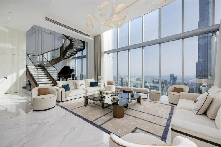 Elegant Living Room with City View