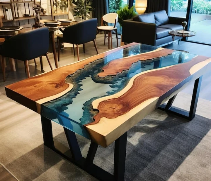 Resin river wood table Dubai