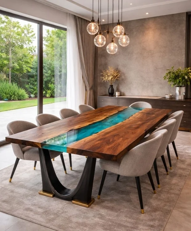 Resin river dining table Dubai