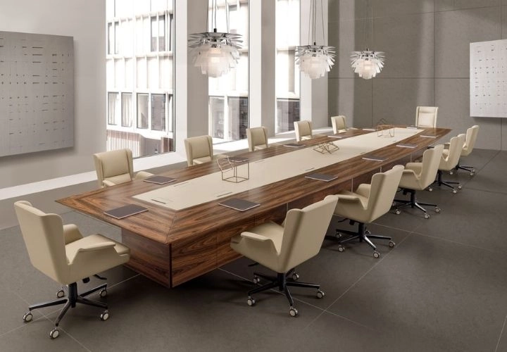 Large conference table with executive chairs