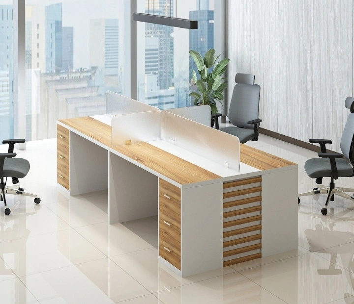 Modern Office Desk with Wooden Accents