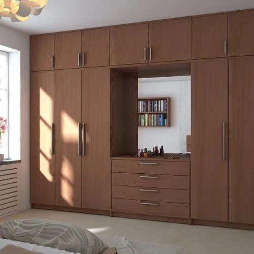 Wooden Wardrobe with Drawers and Shelves