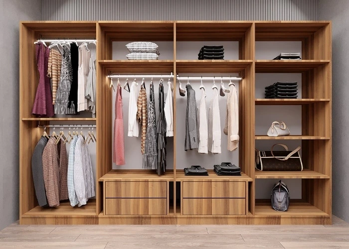 Custom Wooden Wardrobe with Shelves