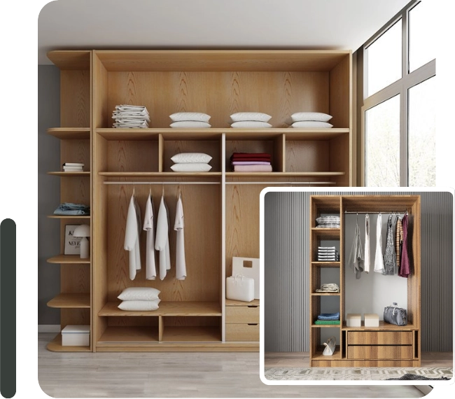 Custom Wooden Wardrobe with Shelves