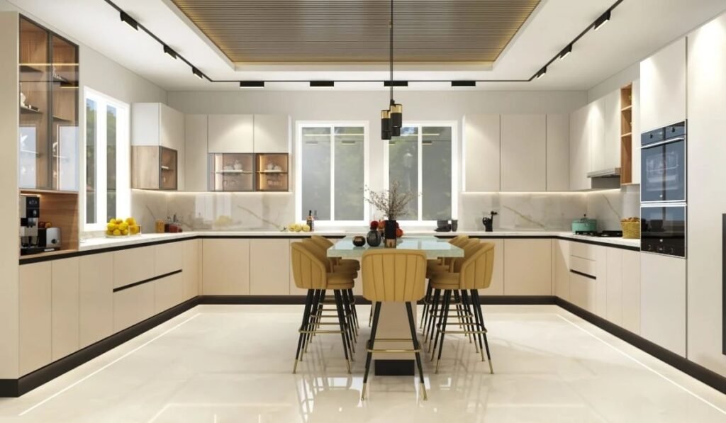 Luxurious Kitchen with Island and Lighting