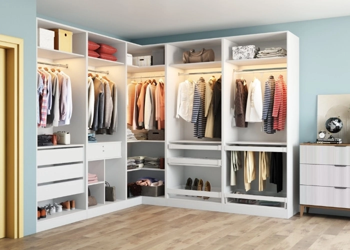 Custom White Wardrobe with Shelving
