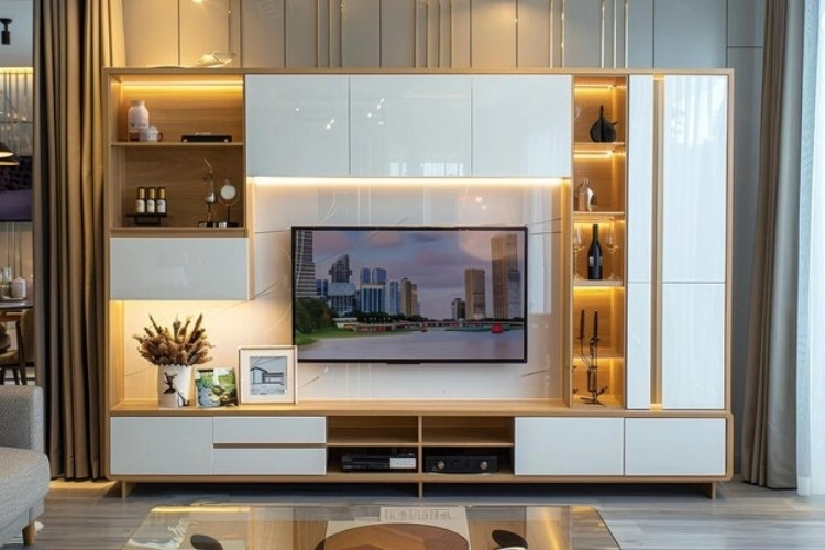 Wooden wall TV unit Dubai