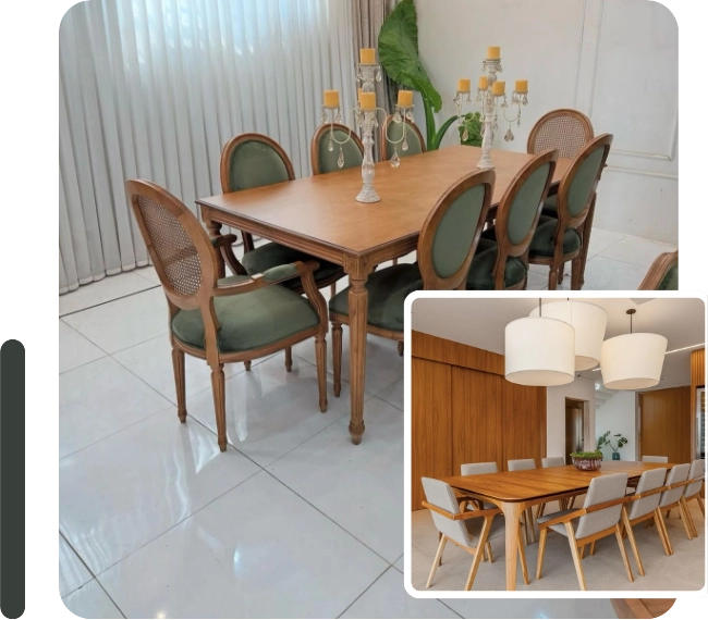 Solid wooden dining table