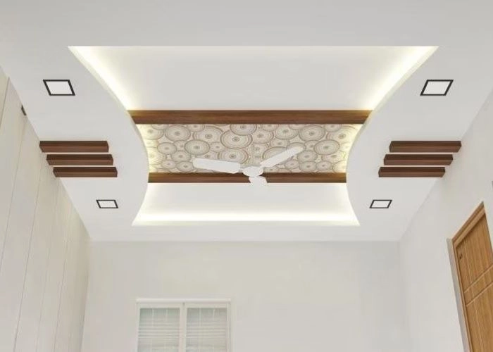 Blue and white cloud shaped ceiling for kids room