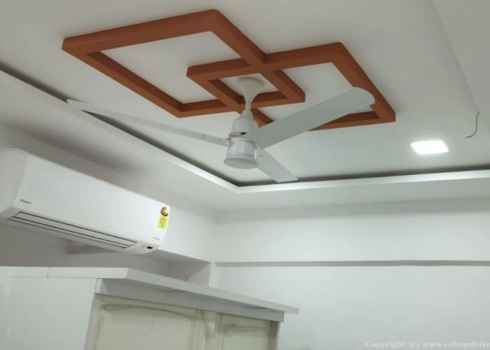 Clean white moisture-resistant kitchen false ceiling