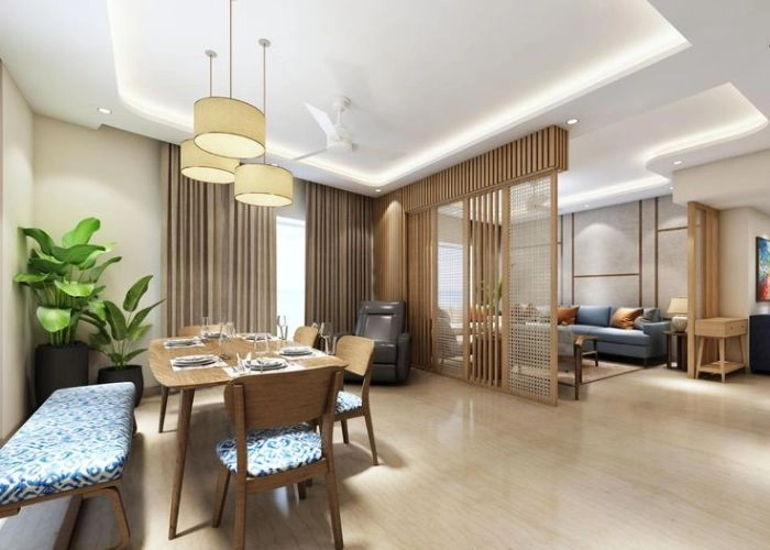 Modern glass walls in office.