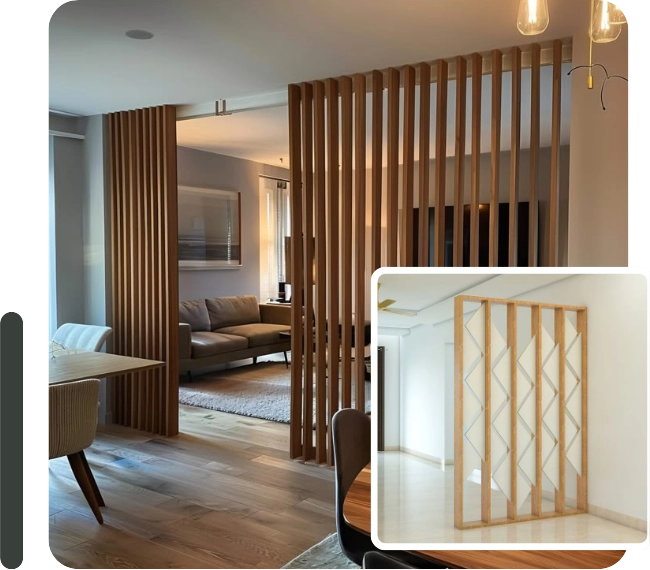 Bespoke wood divider for luxury homes.