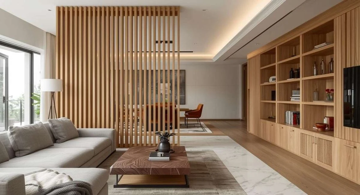 Professional team fitting wood panels.