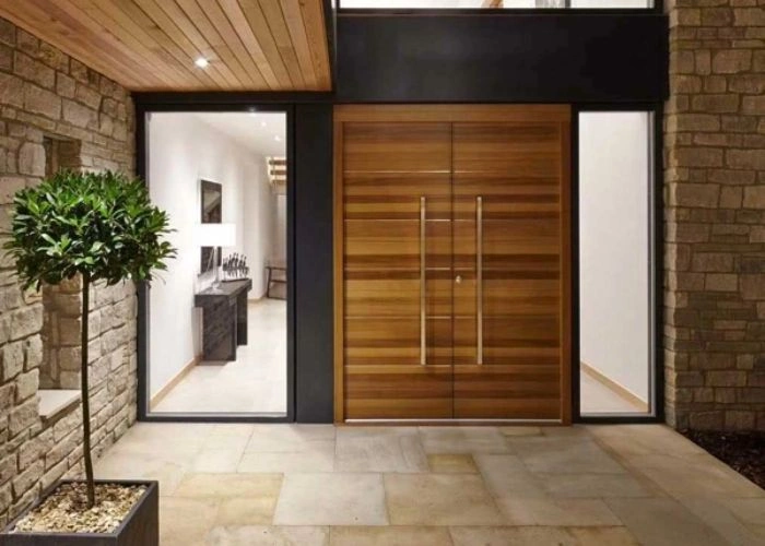 Premium dark oak wood installation.