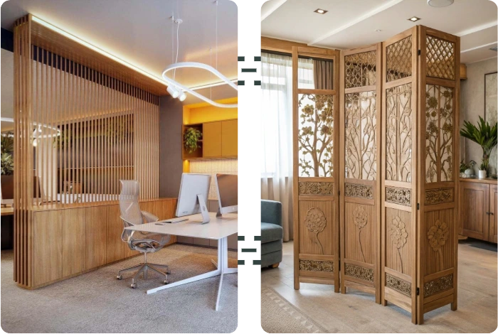 Intricate hand-carved luxury wood divider.