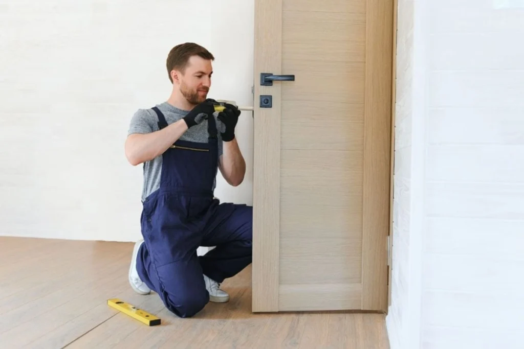 Secure and impressive main office doors.